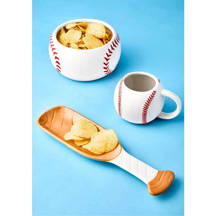 Godinger - Wholesale Serving Tray - Baseball Bowl and Bat Serving Tray Set - Sports Lover2