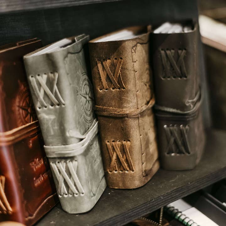 Men's Gifts Australia - Wholesale Journal/diary - Leather Journal-Compass-5x74