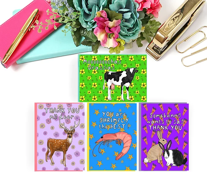 The Paper Lobster – wholesale Stationery/notecard set – Notelets - Cow0