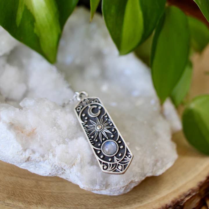 Zilveren Kosmische Maansteen Ketting voor wholesale door Livin Freely