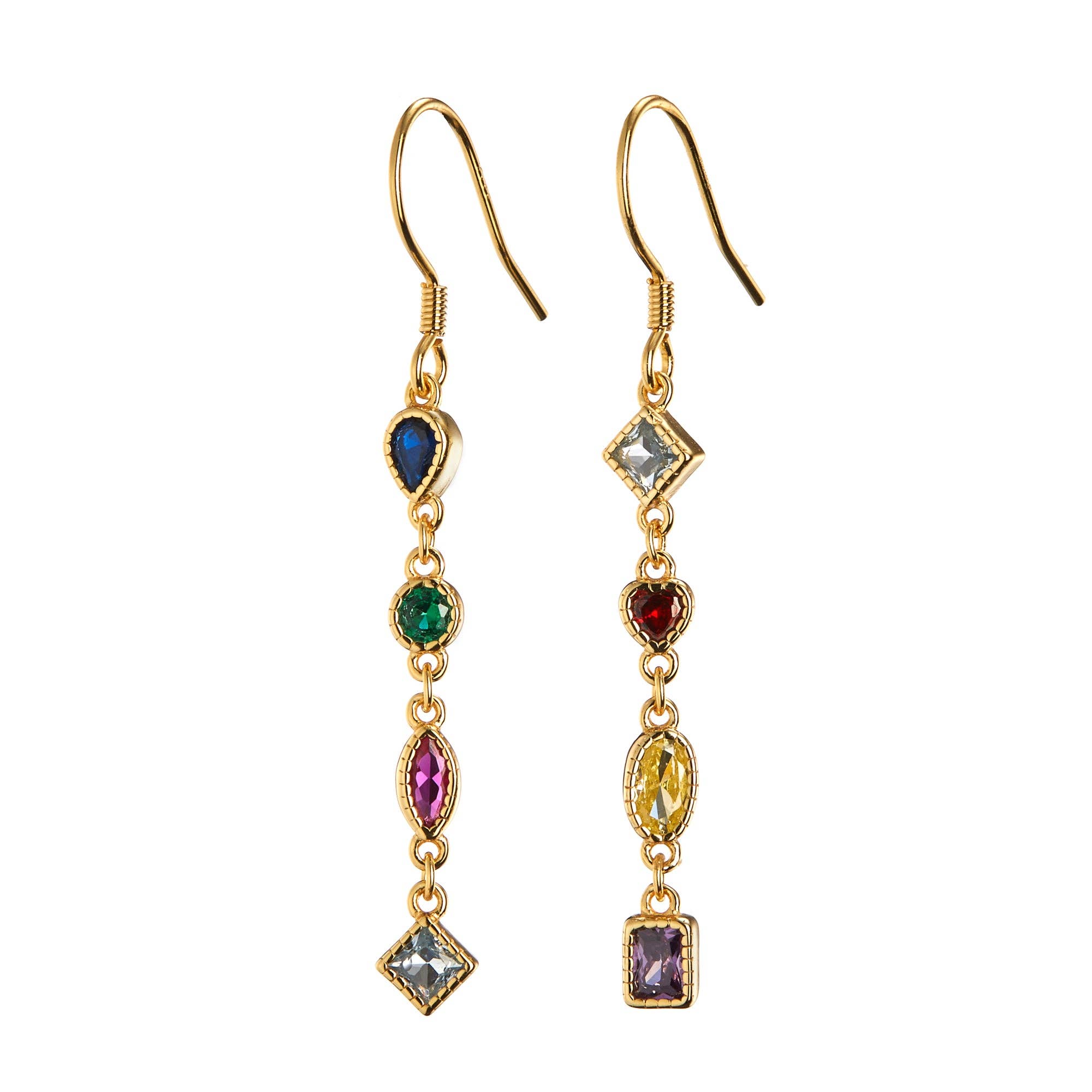 Perimade & Co. LLC – wholesale Dangle earrings – Rainbow Colored Gem Drop Earrings in 925 Sterling Silver2