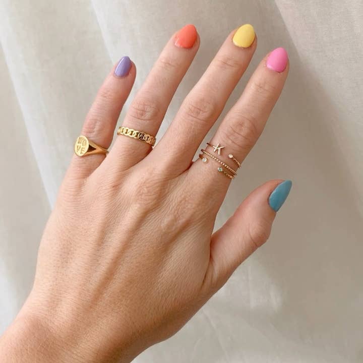 Katie Dean - Wholesale Band/Stacked Ring - 18K Gold Plated, Size 7 Initial Ring26