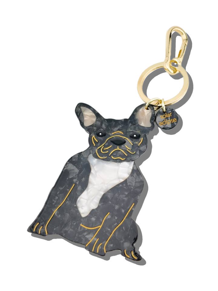 Porte-clés + Charme de Sac Chien Bouledogue Français Peint à la Main pour la vente par Solar Eclipse