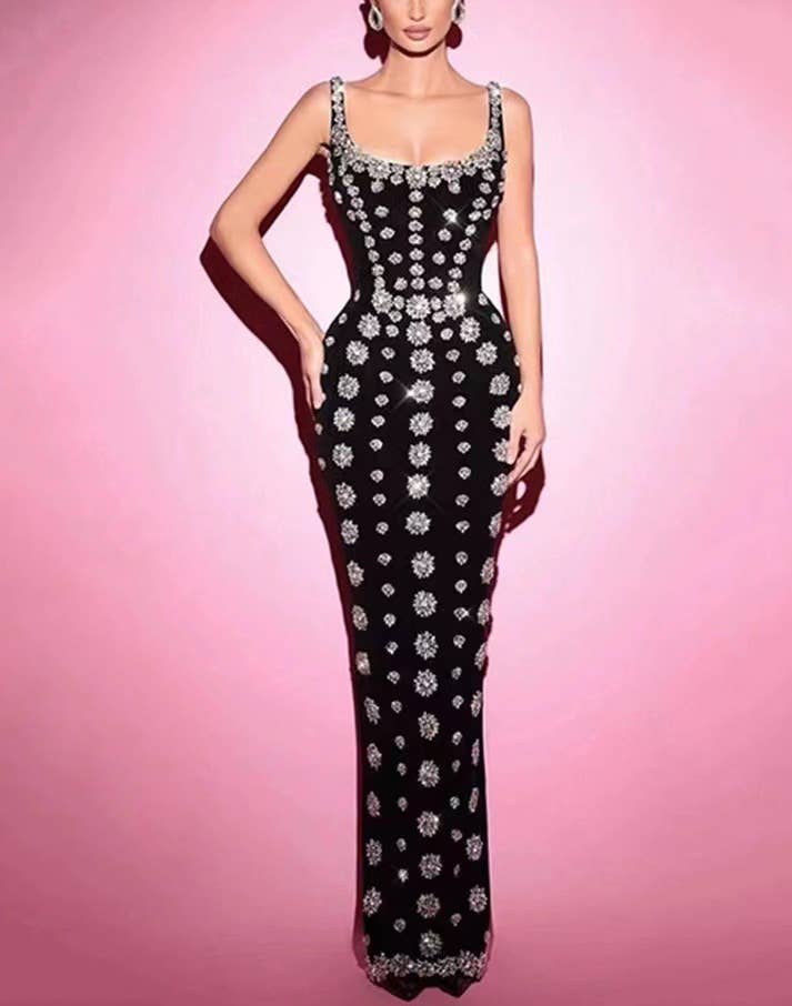 Black SY004 Chic Rhinestone Bandage Gown - Party Elegance for wholesale on Faire0