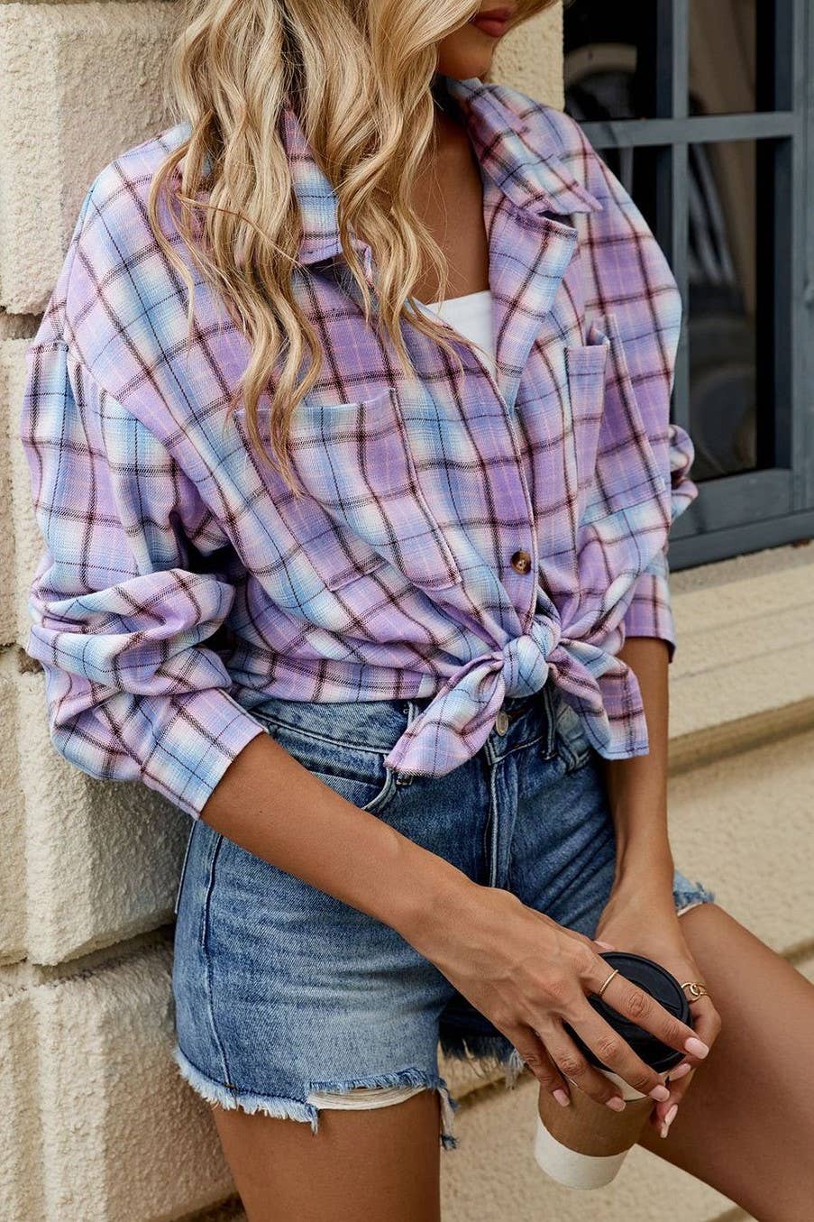 Rosa Clothing - Wholesale Shirt Jacket/Shacket - Women's - Rylor oversized plaid shirt21