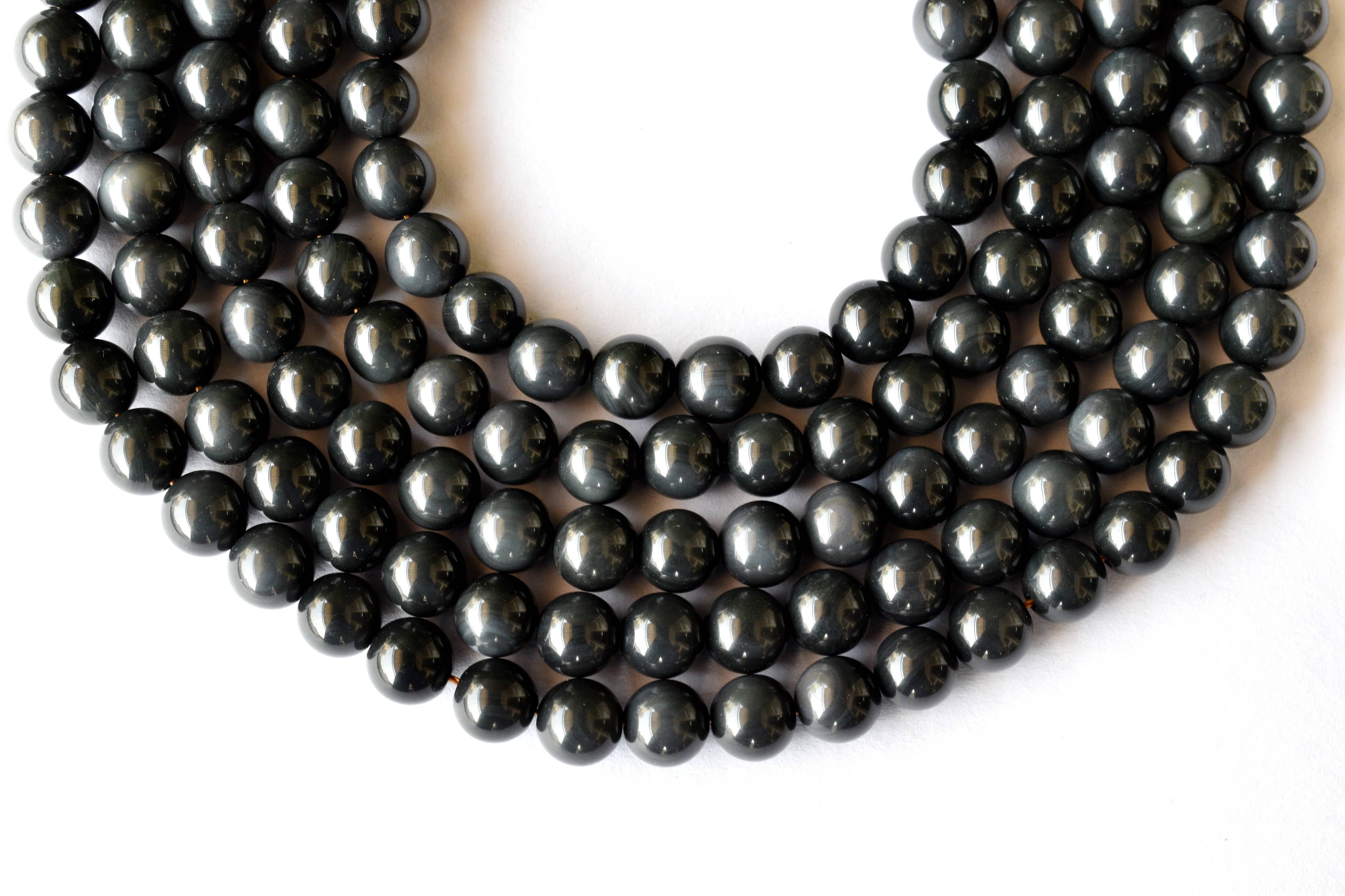 Soothing Crystals - Wholesale Beads - Crystal Jewelry Beads |  Rainbow Black Obsidian Round Beads1