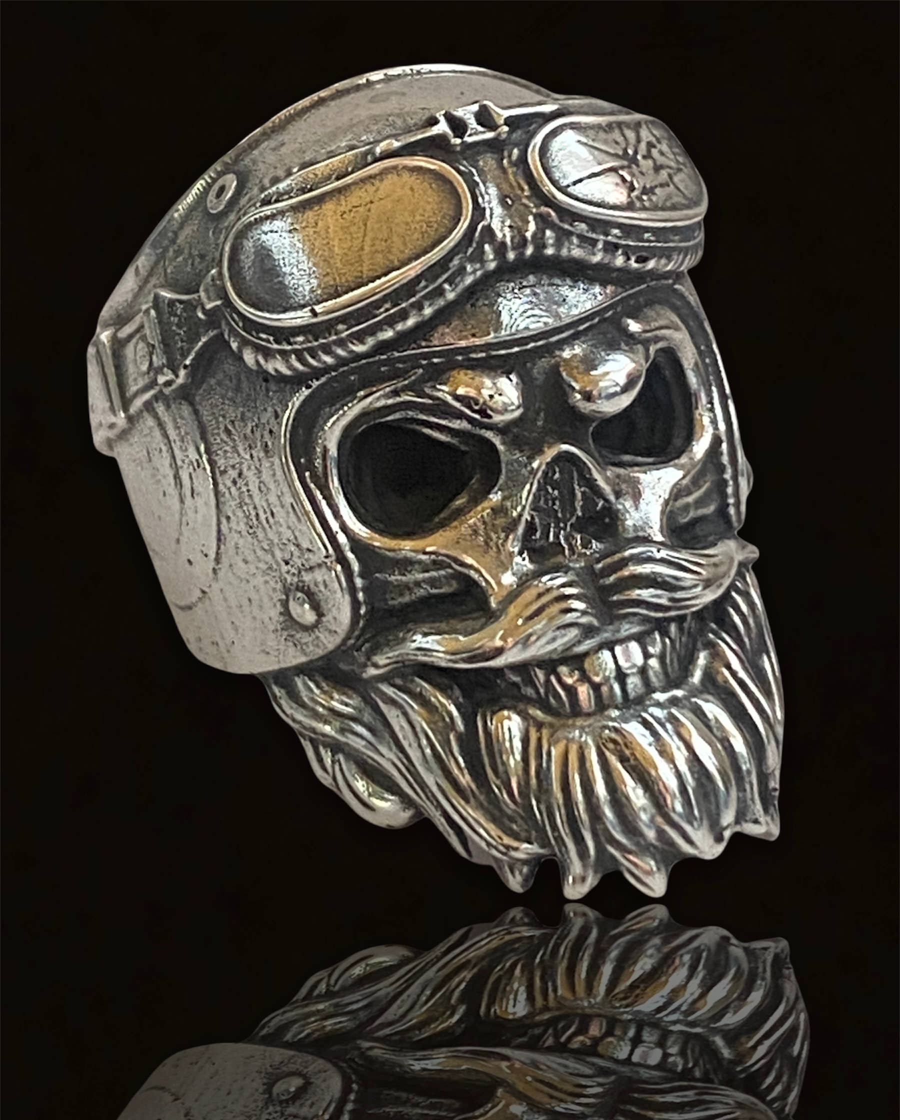Hi Octane | SilverBotanica - Wholesale Cocktail/Statement Ring - Bearded Biker Skull Ring3
