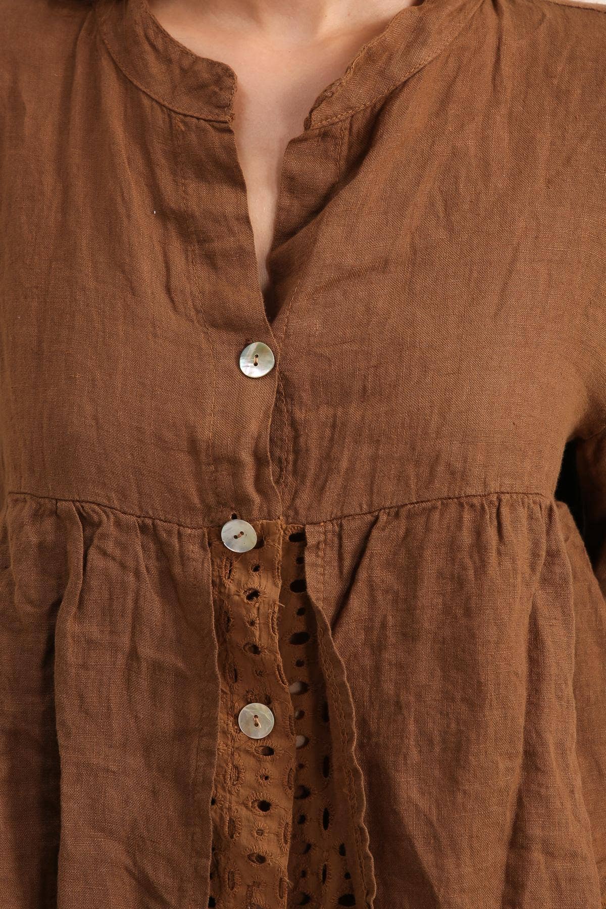 LÉA & LUC – Großhandel Hemd mit Button-down-Kragen – Damen – Hemd aus 100% Leinen REF. 1198620