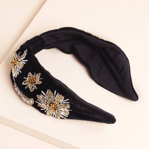 Lisa Angel – wholesale Fashion headband – women's – Velvet Floral Embroidered Headband2