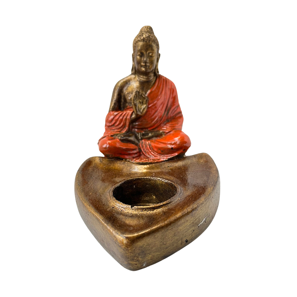 VIE - Wholesale Candle Holder - Orange-Robed Buddha with Tea Light Holder, 12x9x15cm2