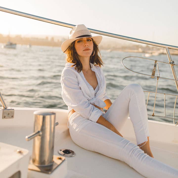 American Hat Makers - Wholesale Straw Hat - Unisex - Safari Vented Straw Fedora Hat - Style Milan