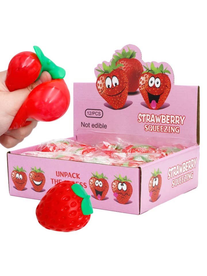 Strawberry Water Beads Filled Squishy Toy for wholesale by Cap Zone