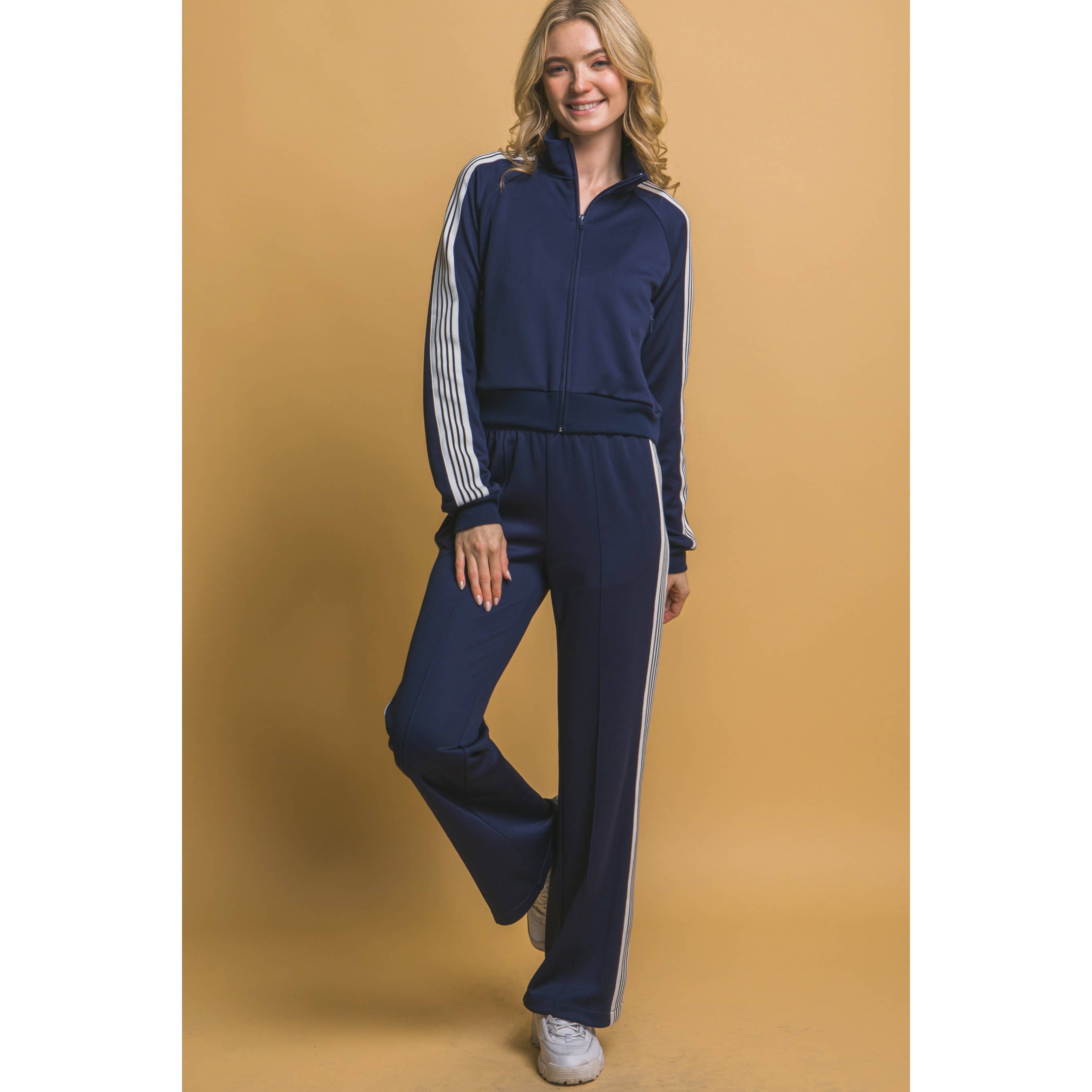 HiteJeans – wholesale Activewear set – Women′s – Trendy side stripe jacket and pants set5