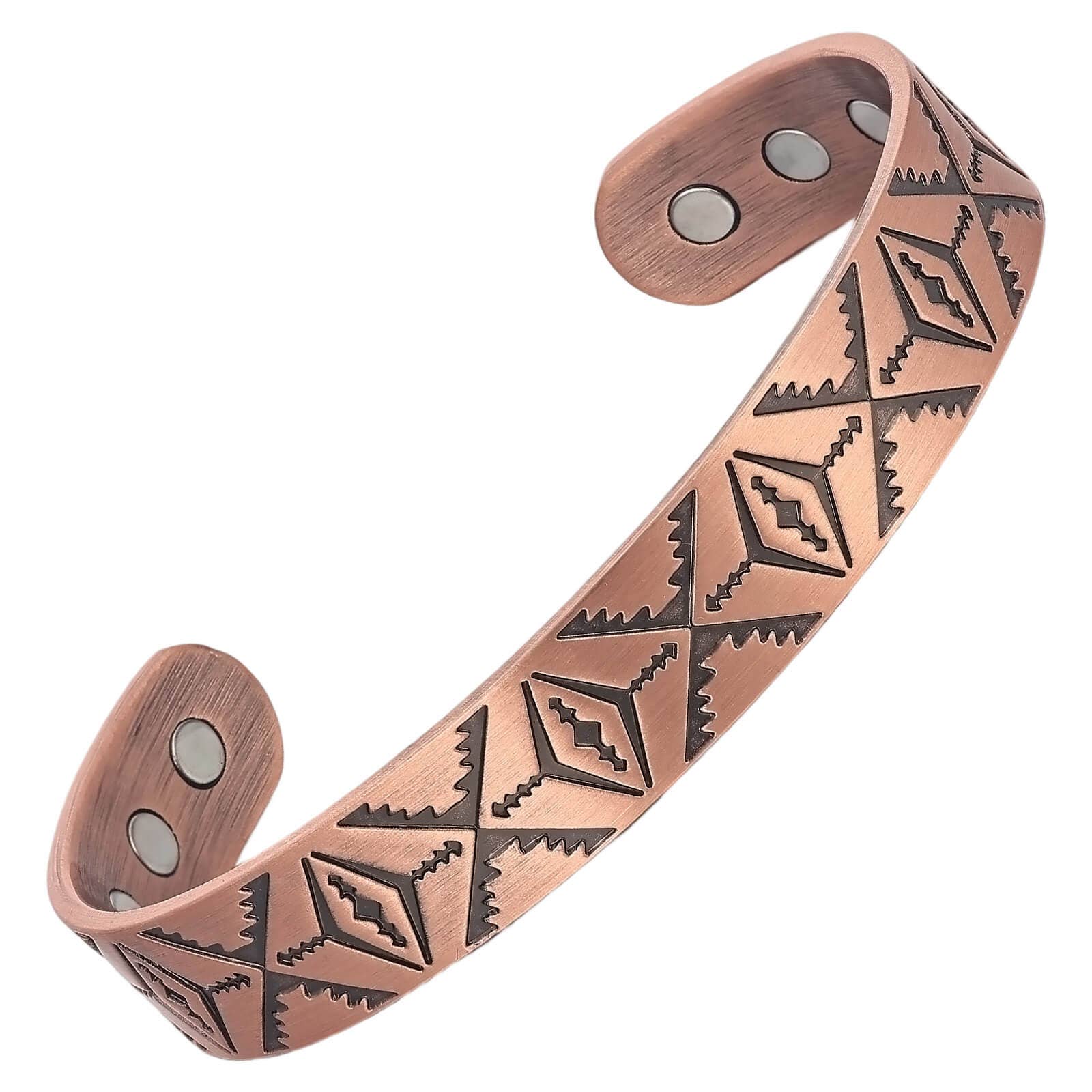 COPPER ARTS INC. - Wholesale Cuff Bracelet - P 50 Diamond Sun Totem embossed flexible bracelet  0