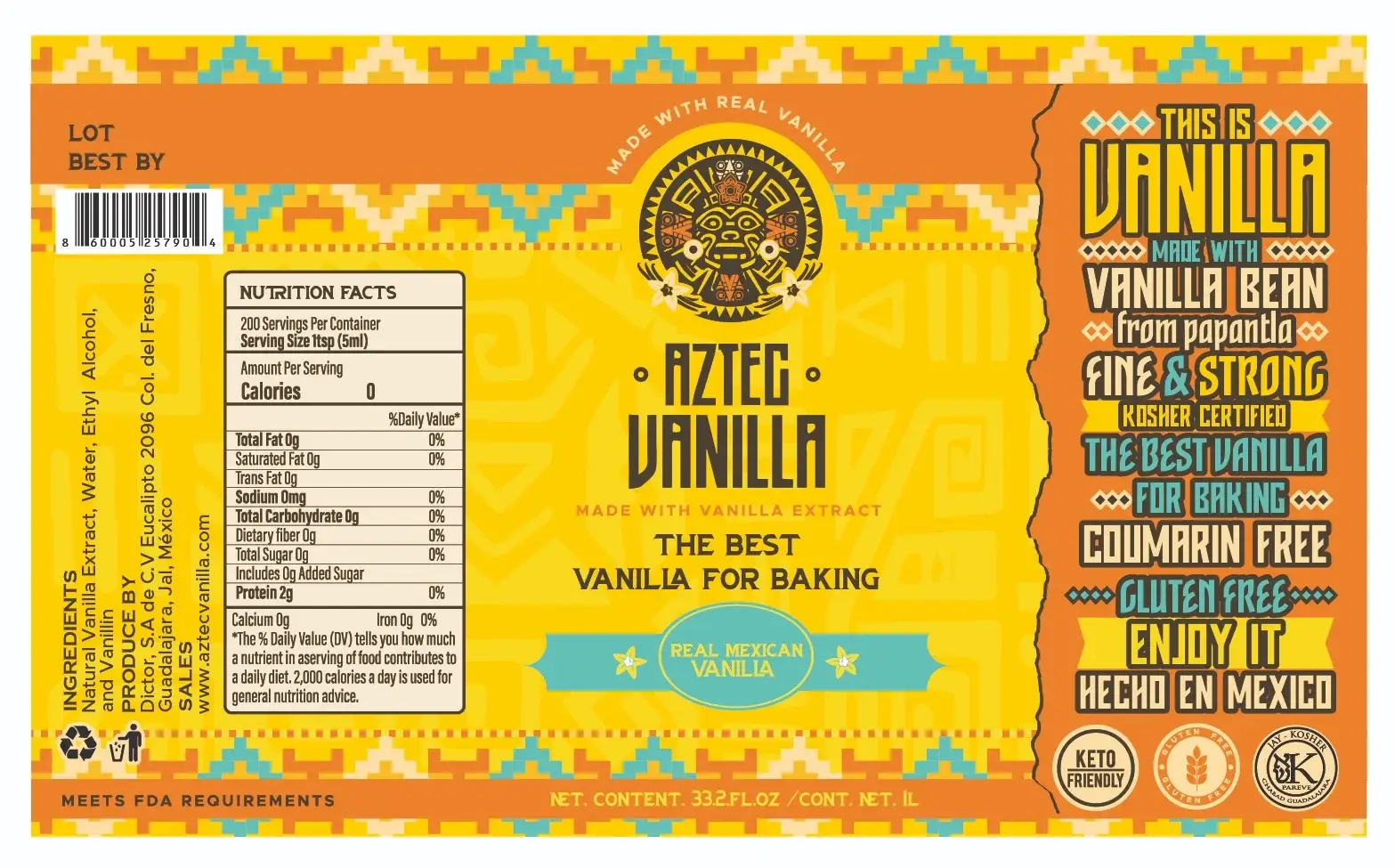 Aztec Vanilla - Wholesale Vanilla/Fruit Extract - Mexican Vanilla Extract - 1 Liter Dark & Bold5