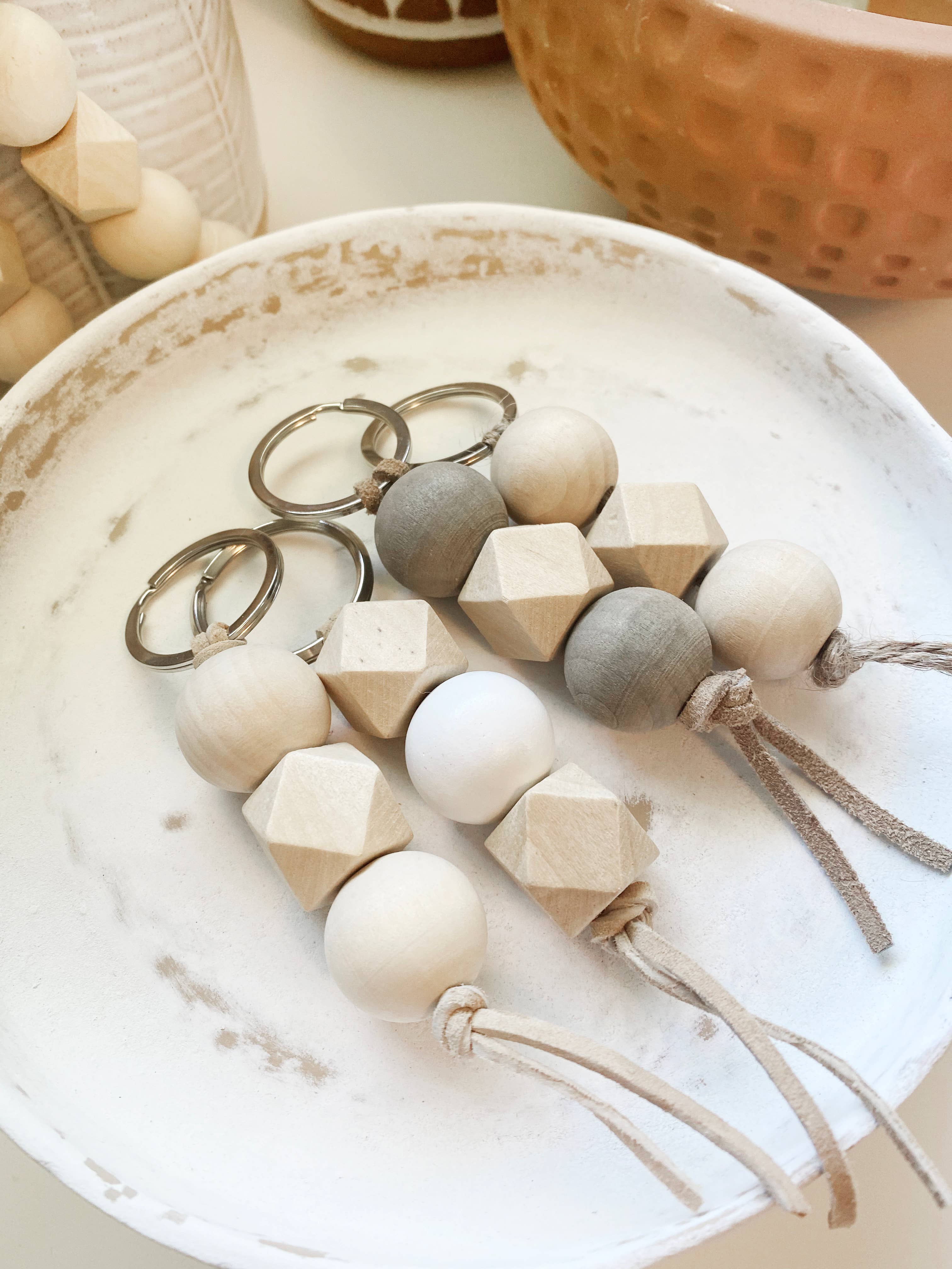 Simply Styled Art - Vente Porte-clés – femme - Porte-clés géométrique de perles de bois bohème13