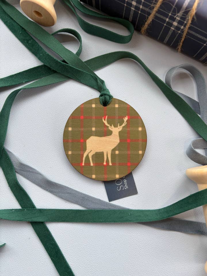 Stag, cosy cabin kinda Christmas - Wooden Ornament for wholesale by Sovende Bjorn