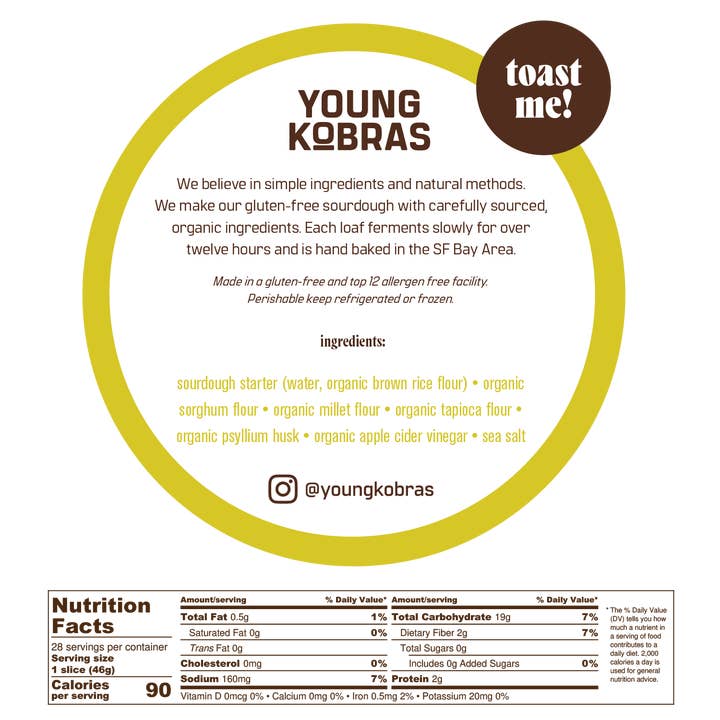 Young Kobras - Wholesale Bread/Tortilla - GF Sourdough Original Loaf (Food Service)1