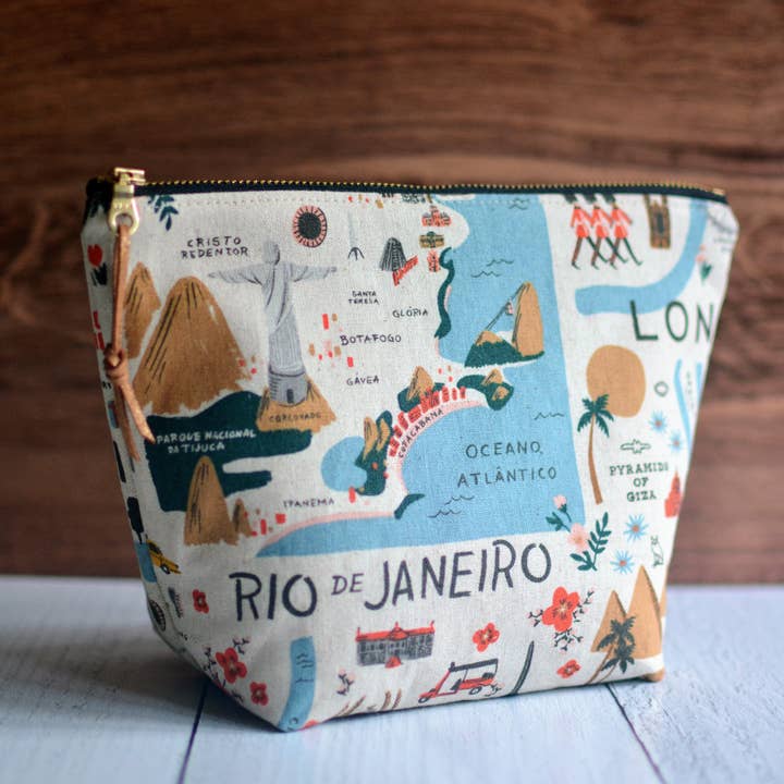Bamboo Hill - Wholesale Makeup/Cosmetic Bag - Zippered Pouch in Rifle Paper Co Canvas fabric2