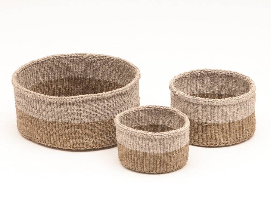 CHALI: Brown & Grey Colour Block Woven Basket | Gift Basket | Bread Basket | Tableware | Trinket Basket for wholesale on Faire2