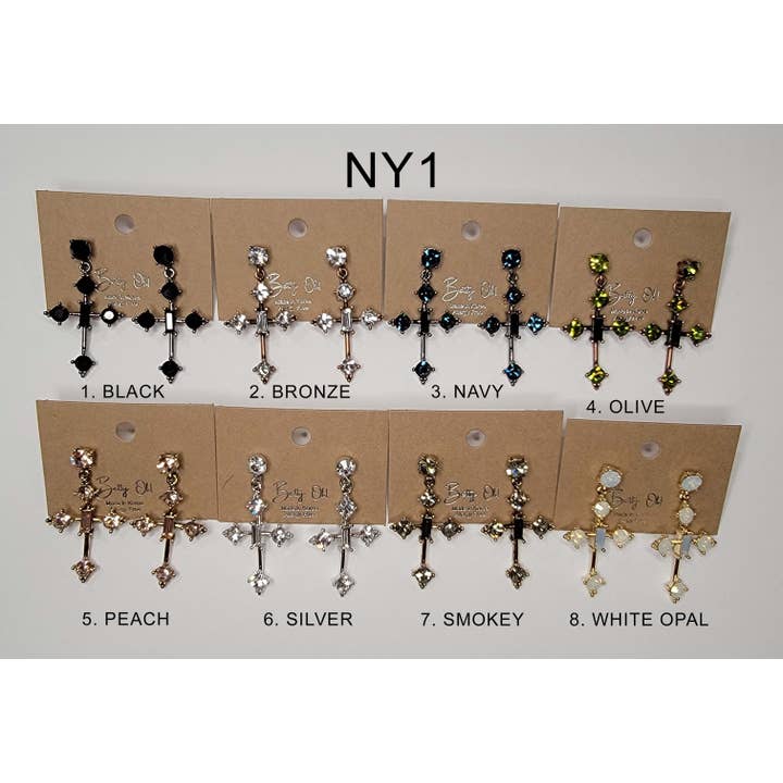 Cross-Stone Dangle Earrings for wholesale by BETTYOH INC