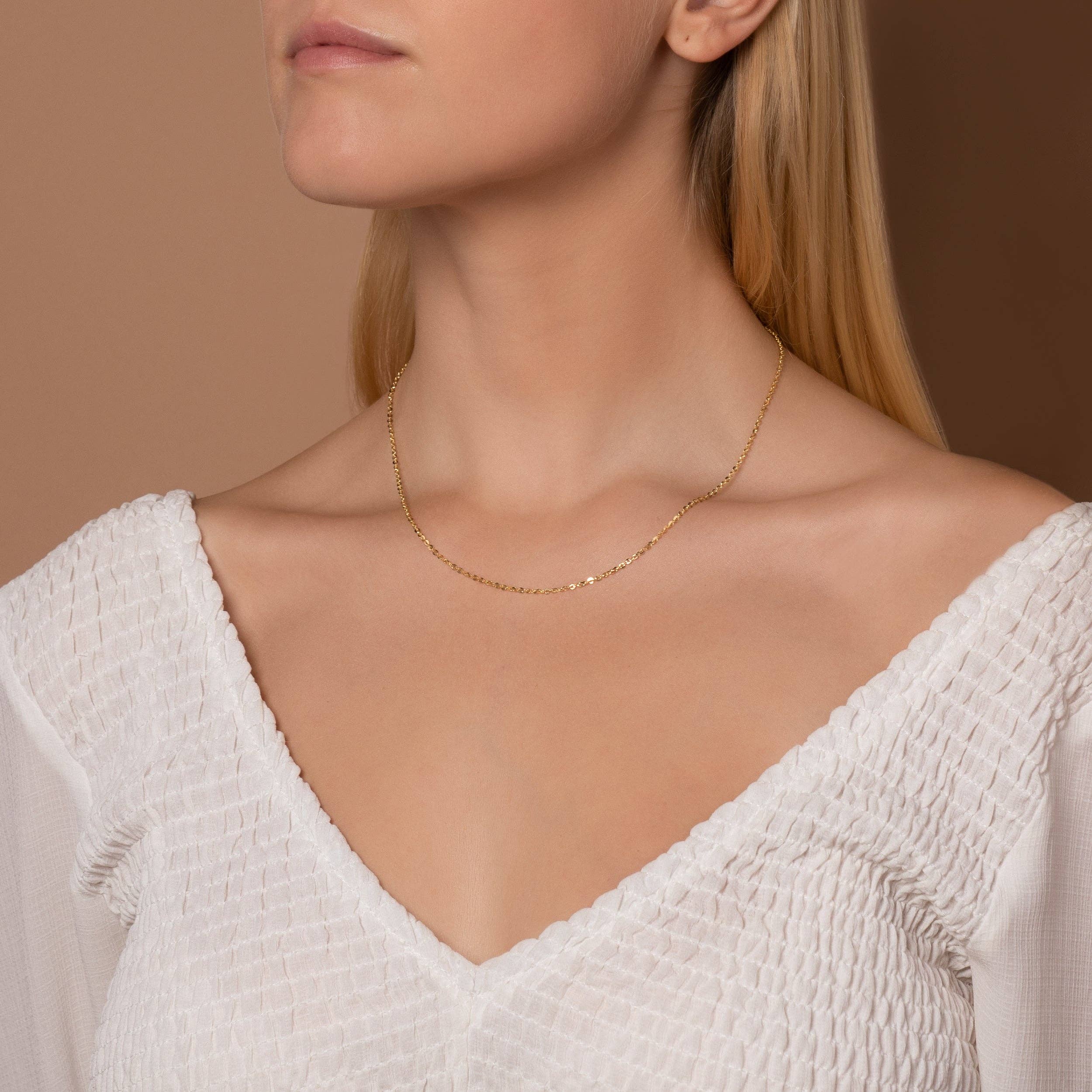 Amarillo Collar de cadena tipo cable con corte de diamante de 2,0 mm en oro amarillo de 14K de venta al por mayor en Faire3