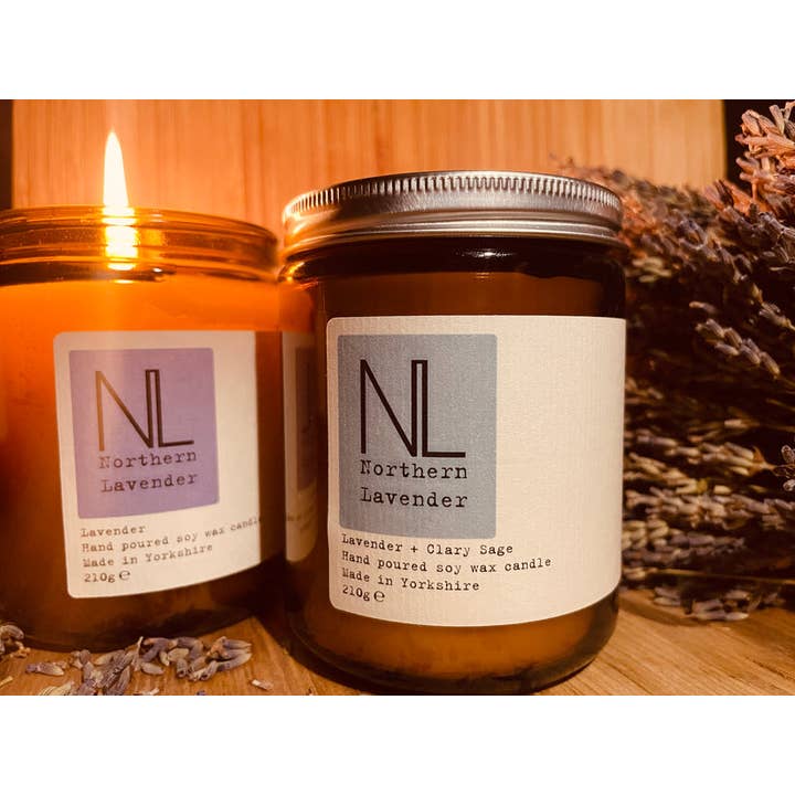 Lavender and Clary Sage Coconut Wax Candle 100g for wholesale by Northern Lavender