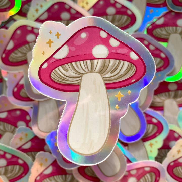 Holo Mushroom Sticker for wholesale by Pocalyptic