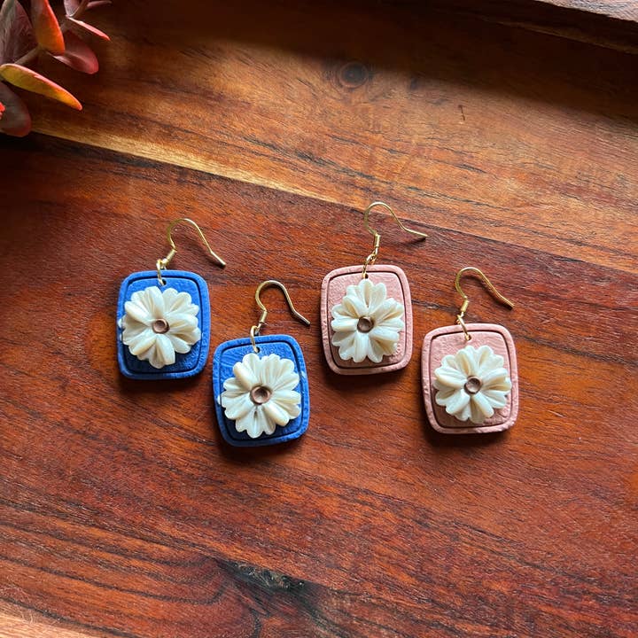 Lumu Moon Handmade Designs - Wholesale Dangle Earrings - Midnight Morning Floral Earrings