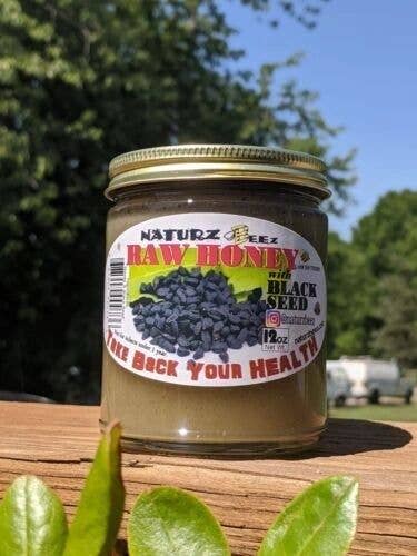 Blackseed Raw Honey 12oz for wholesale by Naturz Beez
