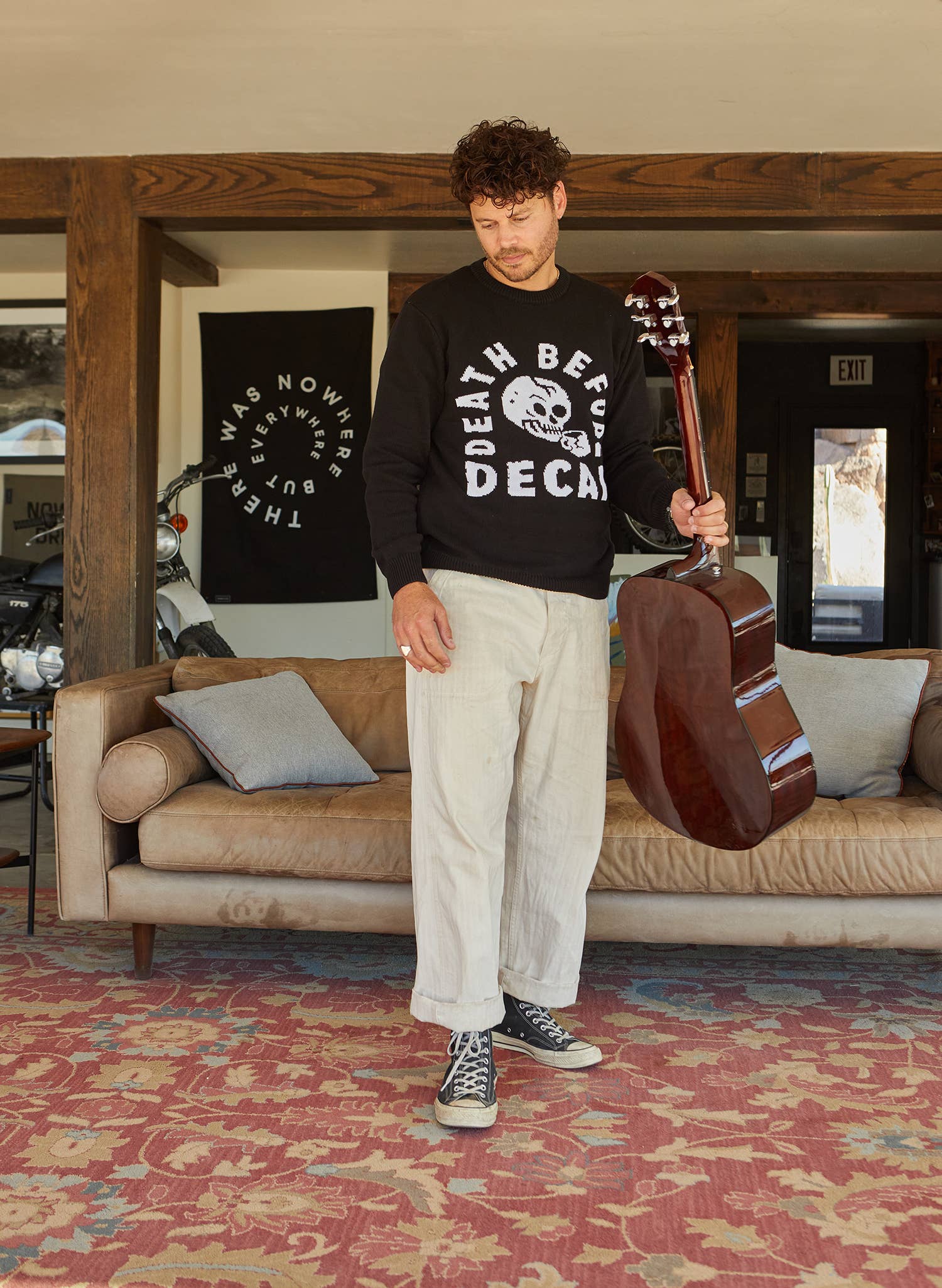 Pyknic - Wholesale Knit Sweater - Unisex - Death Before Decaf Coffee Knit Pullover Sweater1