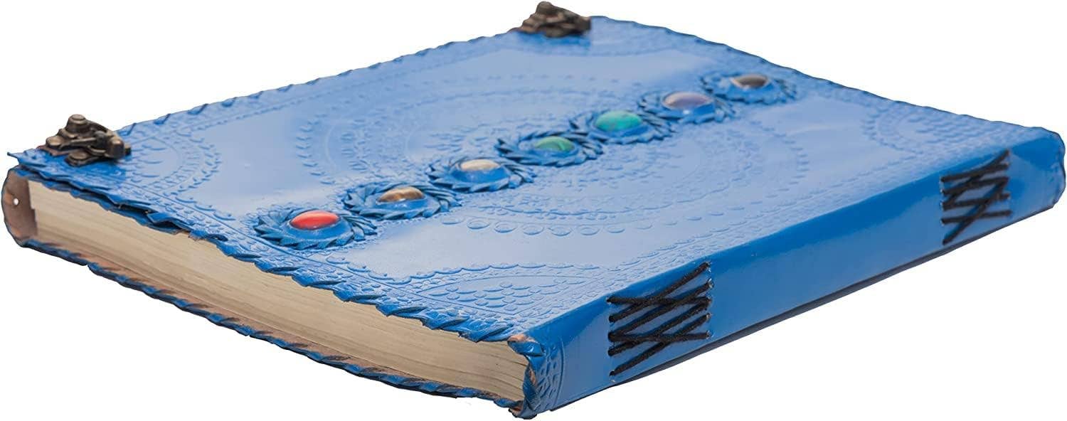 Tuzech Leather - Wholesale Journal/Diary - Tuzech Seven Chakra Medieval Stone Embossed Handmade Jumbo Leather Journal Book of Shadows Notebook Office Hocus Pocus Diary College Poetry Sketch With Leather Bound59