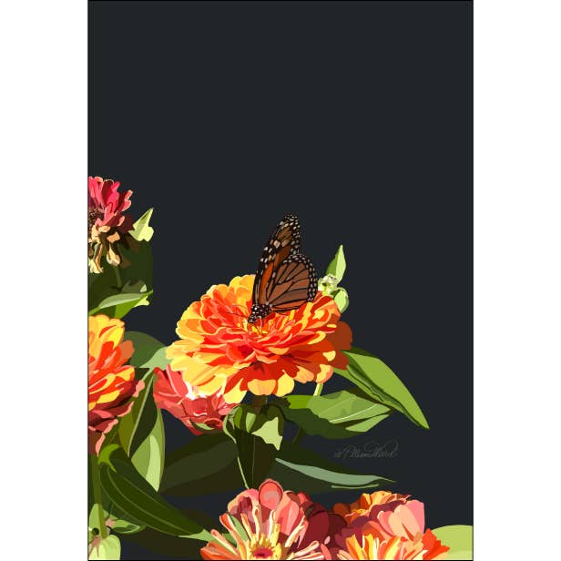 Fjäril på Zinnia konsttryck för wholesale av Homeward Studio