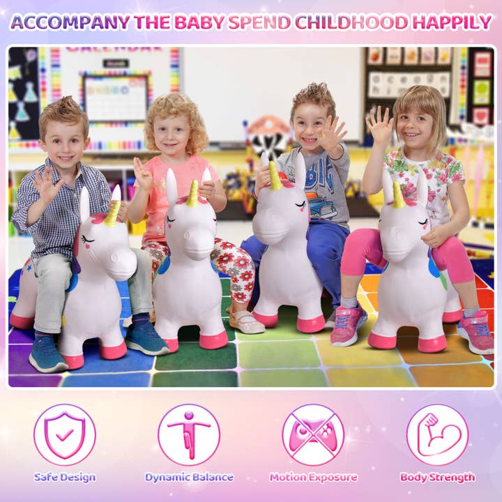 Fun Little Toys - Wholesale Inflatable Toy - Kids & Baby - 20.5 Inches Bouncy Horse Hopping Unicorn