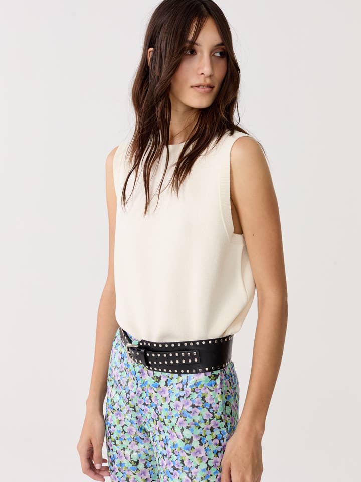 Glitter Knitted Top - Pearl White for wholesale by Lanhtropy