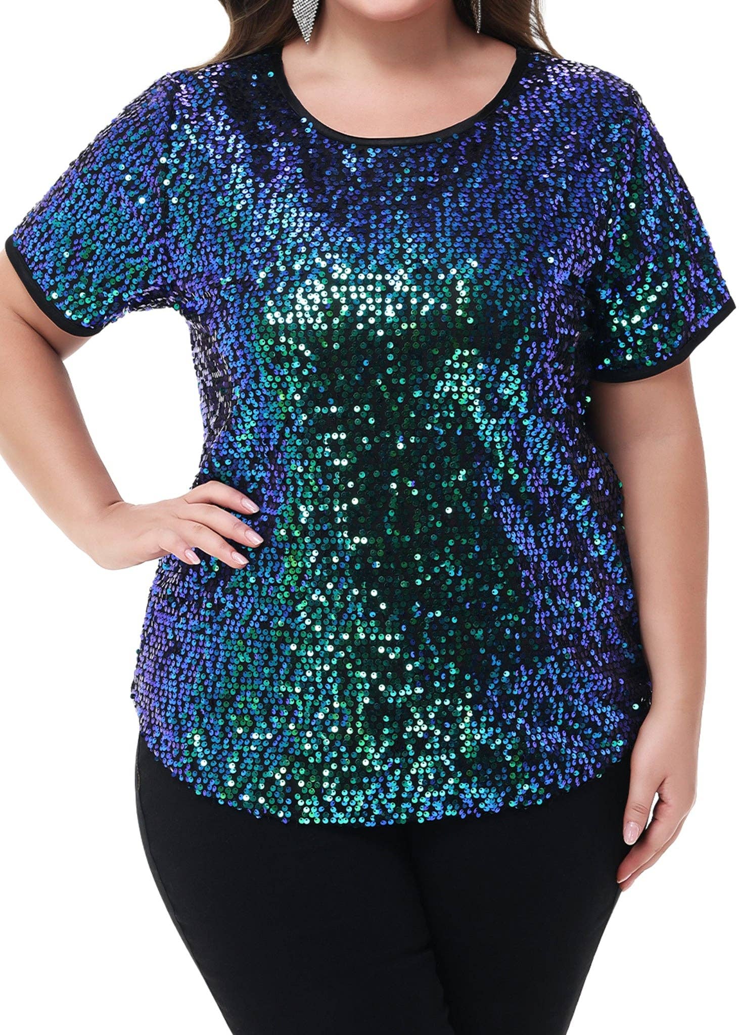 Anna Kaci Wholesale - Wholesale Blouse - Women's - Sequin Tops Plus Size Sparkle Glitter Party Blouse22