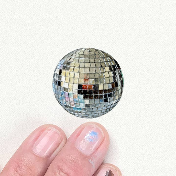 Karen Libecap Tiny Paintings – Großhandel Kunstdruck – Disco-Kugel-Miniatur-Aquarellgemälde — Kunstdruck1