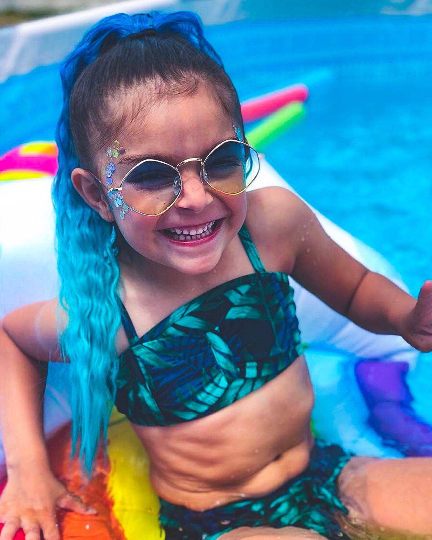 Magic Manes - Wholesale Hair Extensions - Neptune Teal Blue and Aqua Wavy Ponytail Hair Extension2