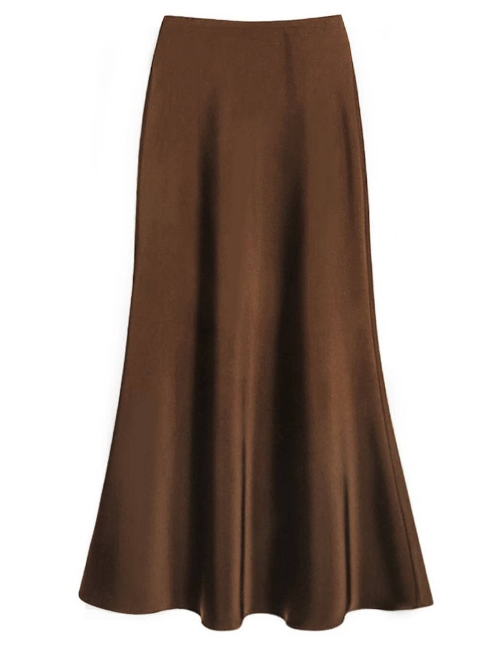 Sweetkama - Wholesale Skirt - Women's - Ladies Satin Elastic Wait Pearlescent Midi Skirt SKS5045313