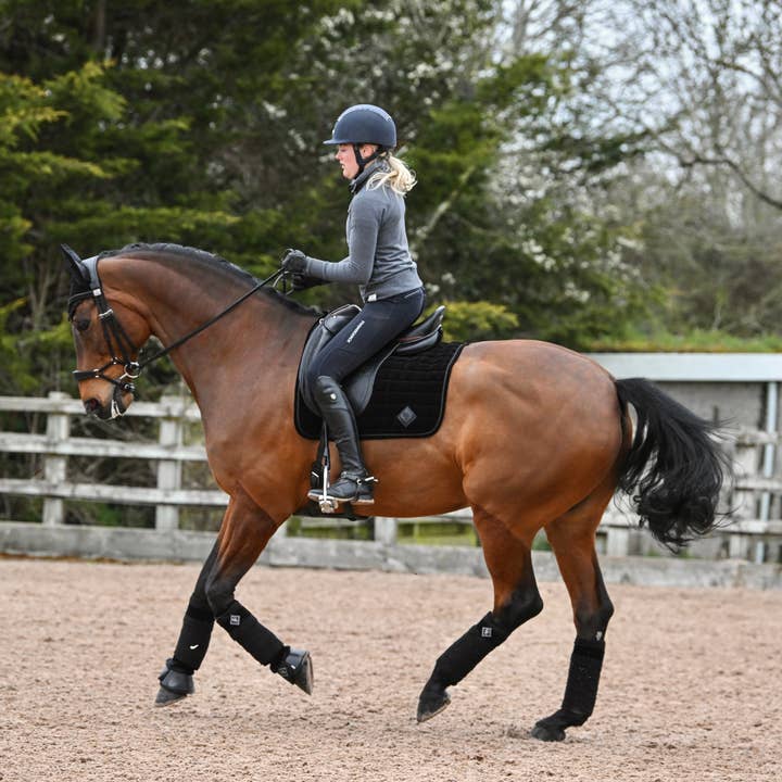The Urbany Equine - Wholesale Horseback Riding Gear - Black Velvet Dressage Saddle Pad1