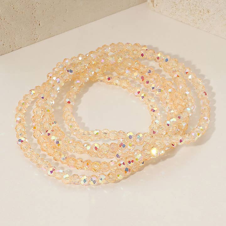 Sensibling Corp. - Wholesale Jewelry Set - 5PCS - Sparkling Faceted Beaded Stackable Stretch Multi Layered Bracelet34