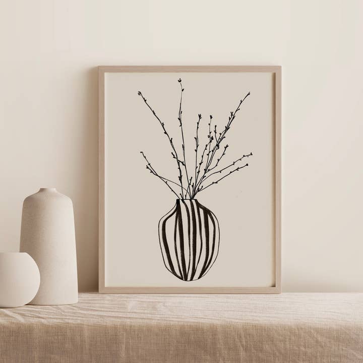'Striped Vase' Giclée Art Print for wholesale by Bea & Wild Designs