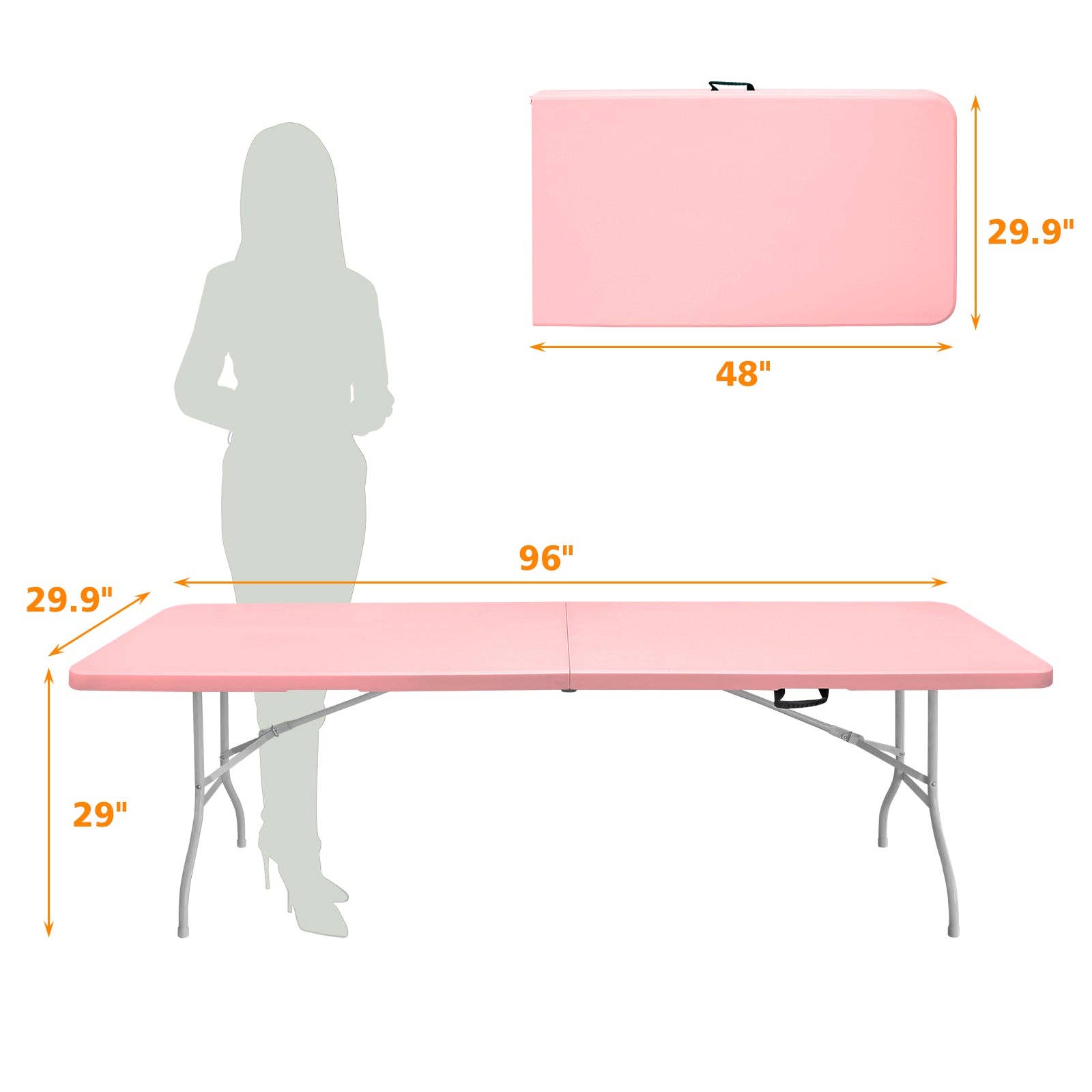 39F Inc. - Wholesale Patio Table - 8ft Pink Folding Plastic Table for Events and Outdoor Use1