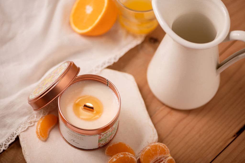 Alme Organic - Wholesale Travel Candles - Grapefruit and orange soy candle. Wooden wick2