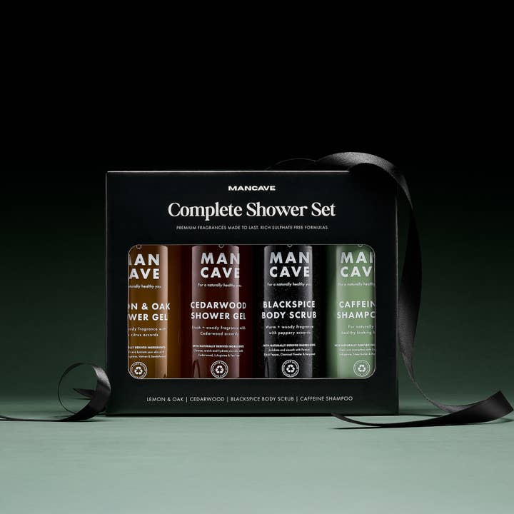 Mens Gift Set | Complete Gift Set | x3 Shower Gels | 1 Shampoo | for wholesale by ManCave