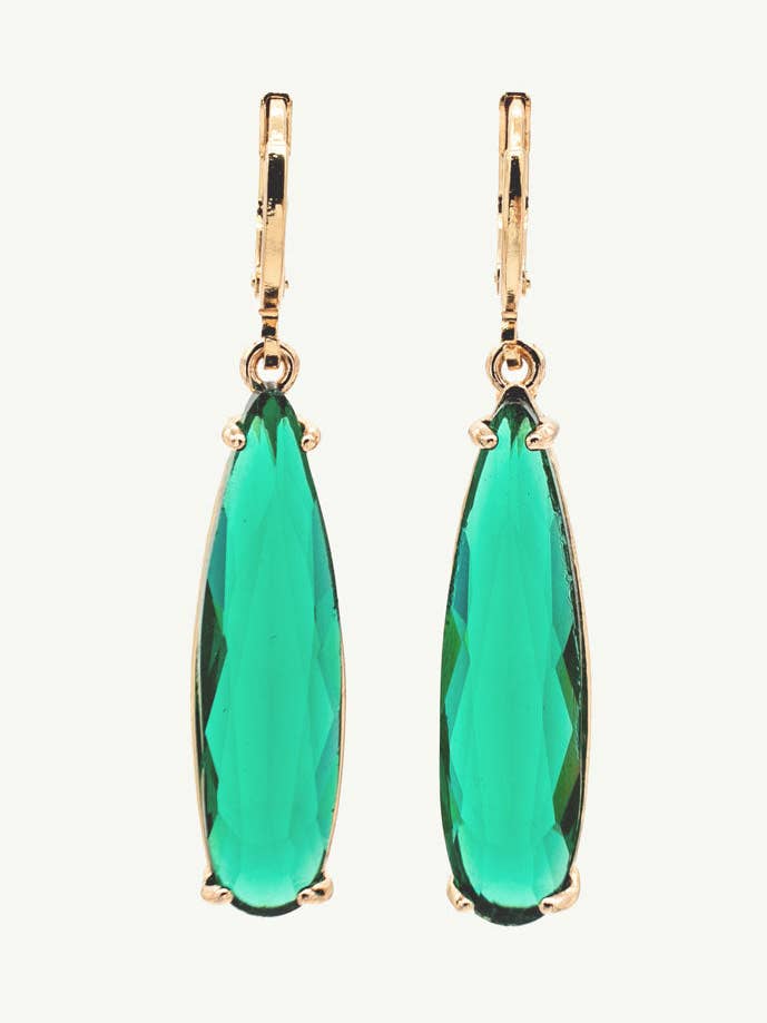 Teardrop Emerald Gold Earrings for wholesale by Lavender Skyline