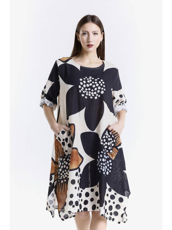 TINA Stephens Italy/Tees By Tina - Wholesale Dress - Women's - April Large Flower Pocket Dress (DSS165L)