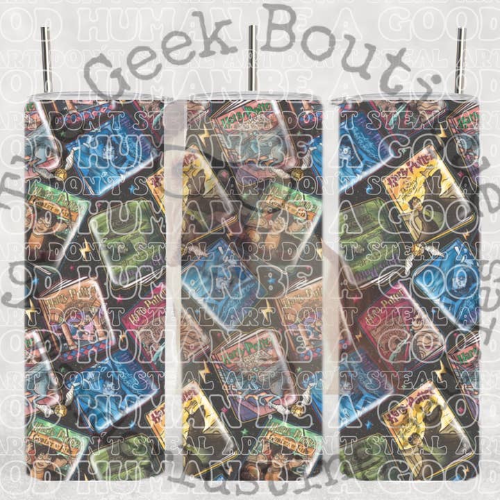 Magical Wizard World Fantasy Book Series Collage Tumbler for wholesale by The Geek Boutique