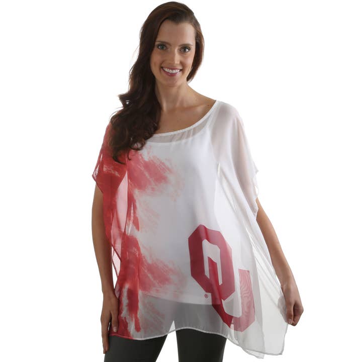 OKLAHOMA SOONERS SHEER TUNIC for wholesale by Emerson Street Clothing Co Collegiate Shop