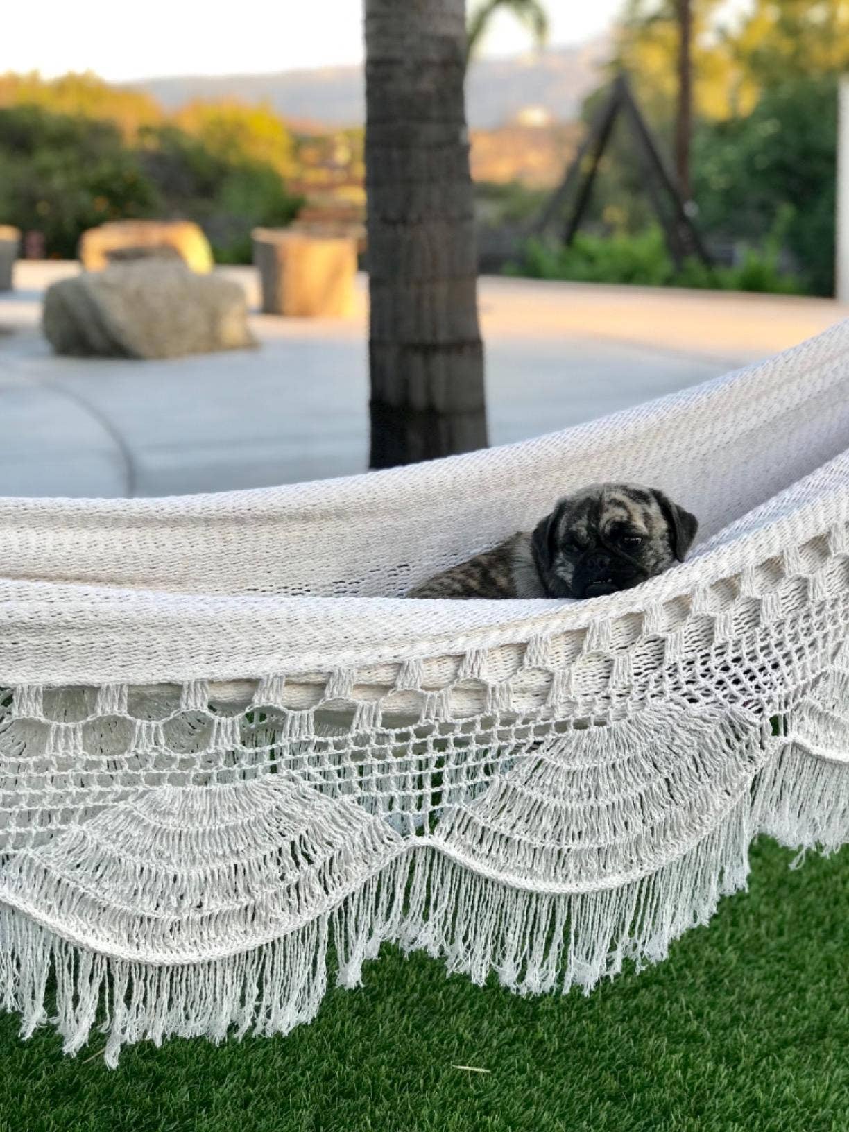 Mission Hammocks – Rede por atacado – Rede de macramê branca estilo boho chic com franjas4